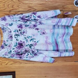 Breckenridge white, purple,  and green blouse